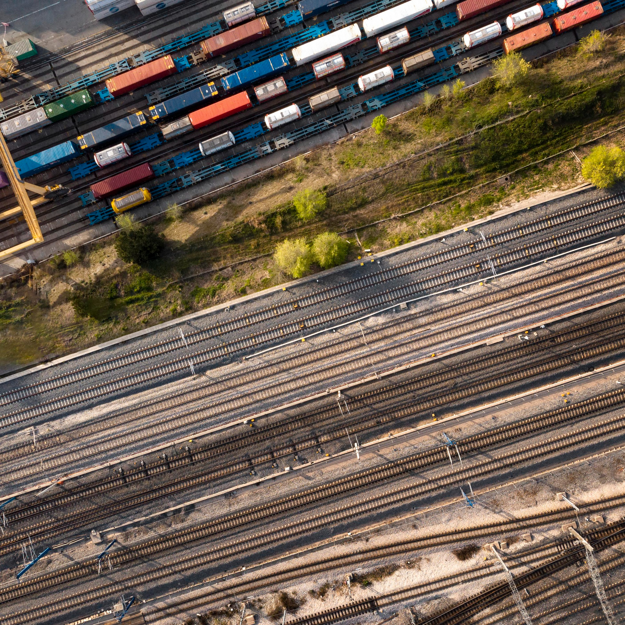 Aerial view of a marshalling yard